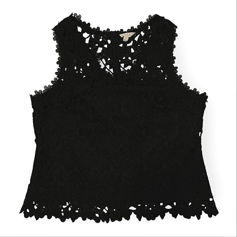 Adiva Black Cropped Embroidered Embellished Tank Top size L